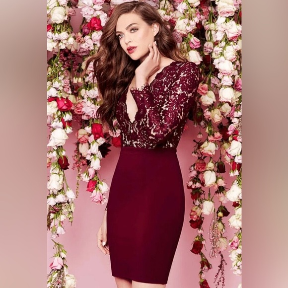 NWT LULUS Swoon-er or Later Long Sleeve Lace Dress Burgundy Sexy Holiday Party - Picture 1 of 8